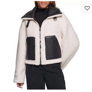 Levi's Cream Sherpa Jacket with Black Trim